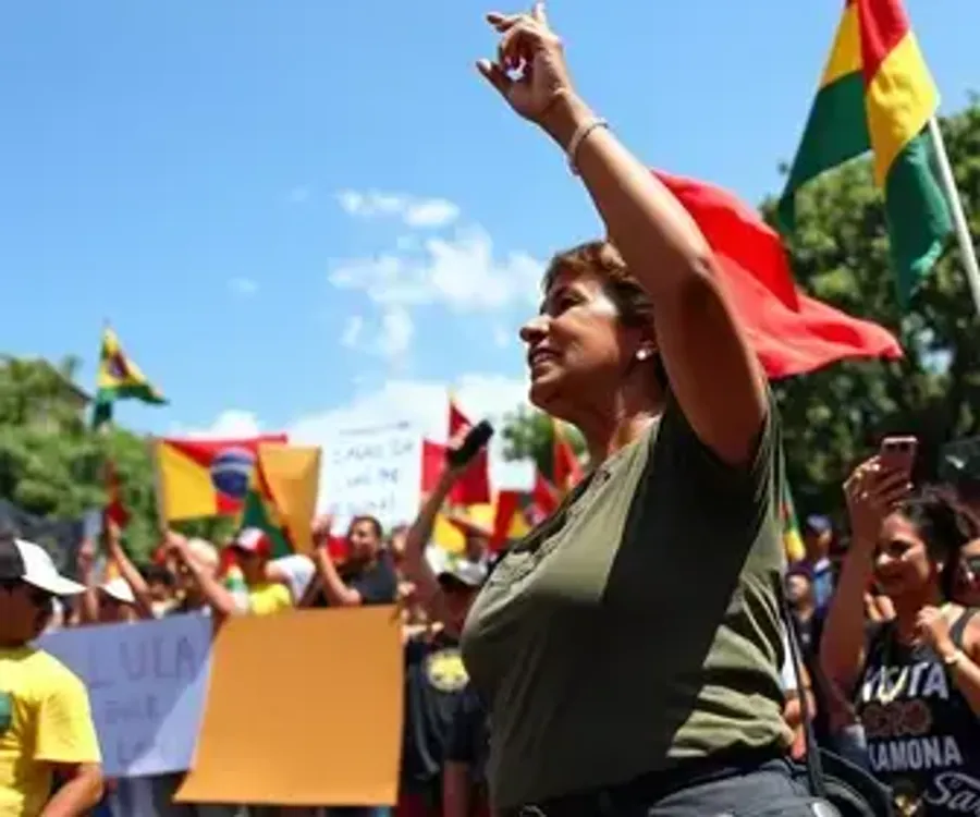 Manifestantes fazem ato de apoio à reeleição de Lula em Teresina